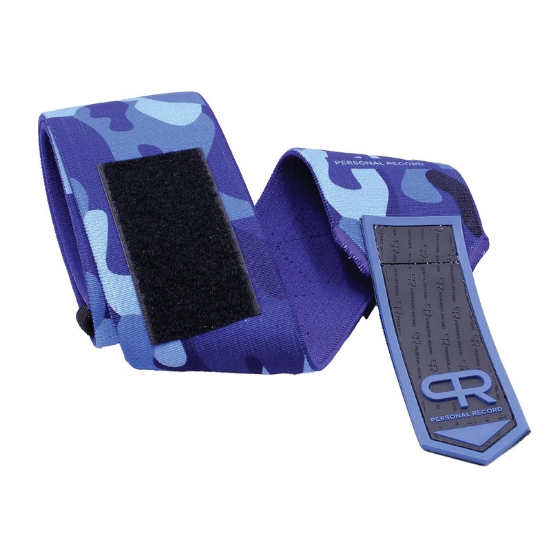 PR Personal Record Elbow Wraps for Weightlifting - Heavy Duty Construction, 25% More Elasticity, Reinforced Stitching, Extra Wide Fastener, Easy to Adjust, (Blue Camo) - Image 3